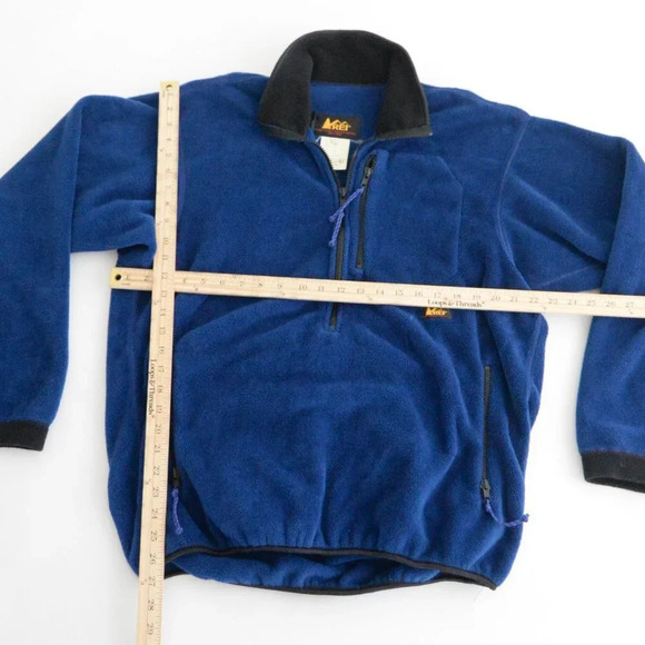 Vintage REI Blue Black Half Zip Fleece Pullover Sweater L - Picture 4 of 12
